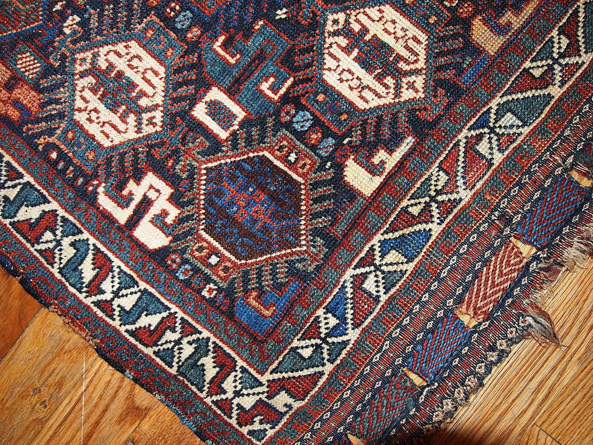 Handmade antique collectible Persian Khamseh bag face 58cm x 67cm 1880s