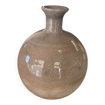 Vase boule soliflore en grès émaillé craquelé Sceau céramiste