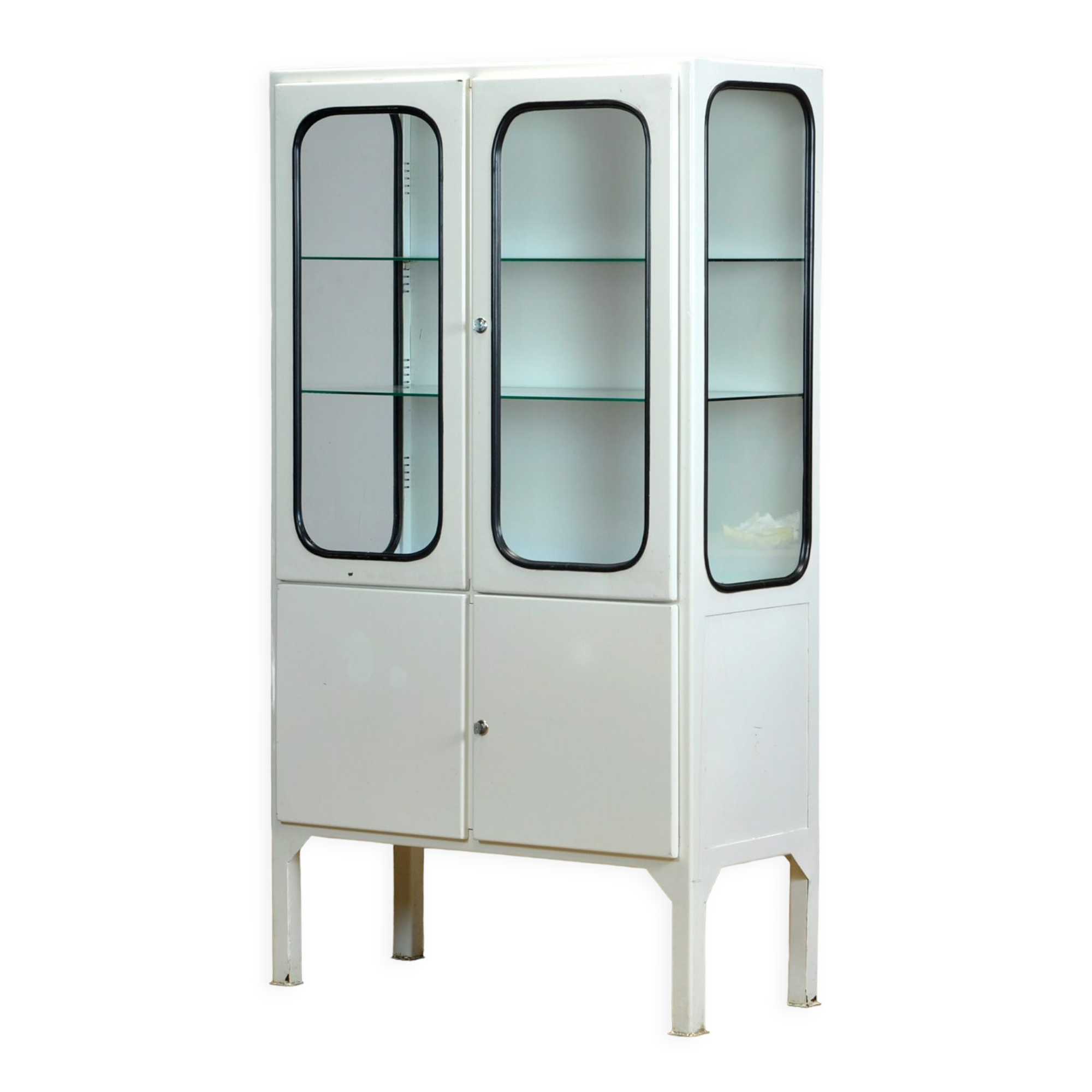 Glass & iron medical cabinet, 1970s