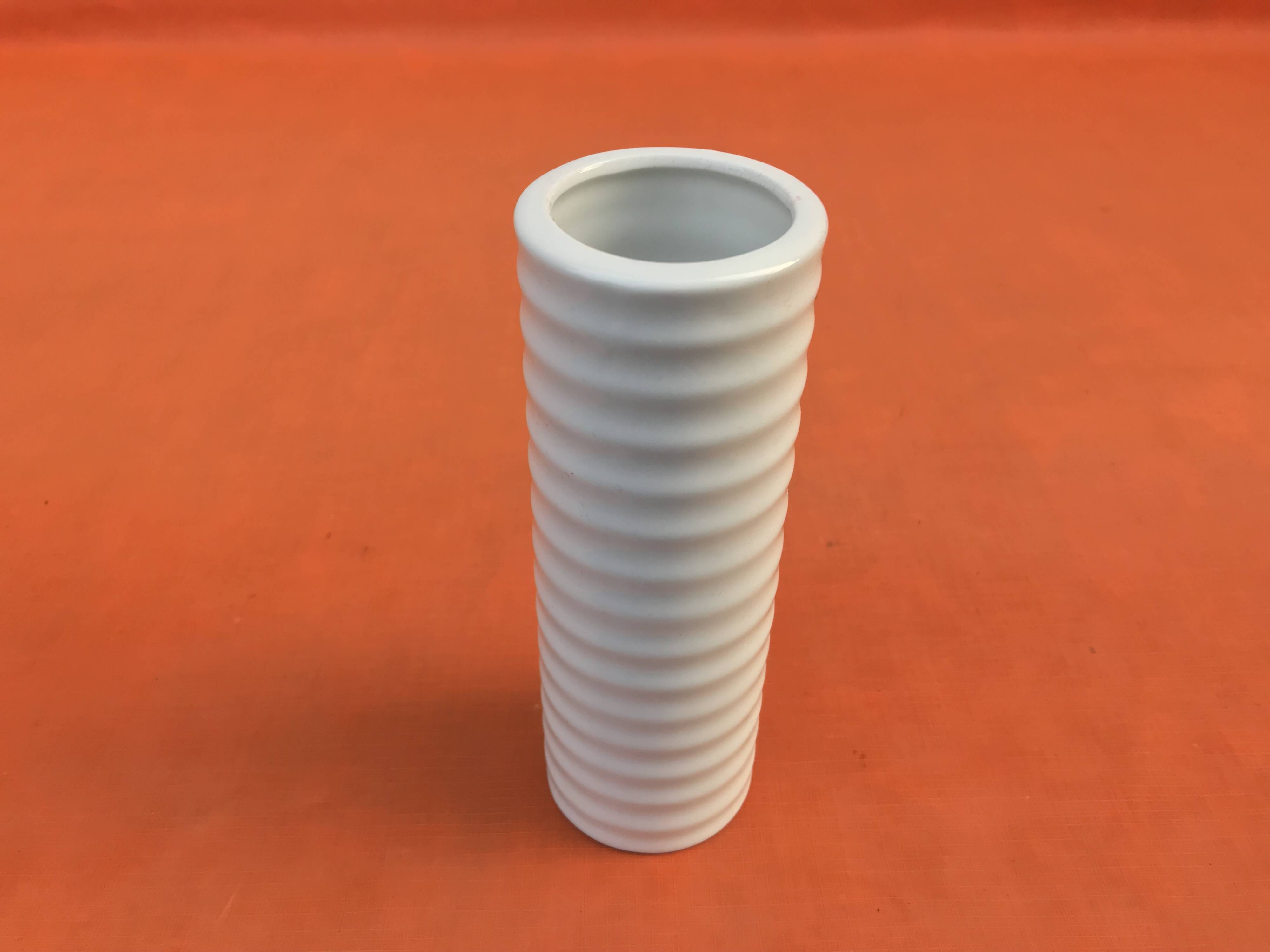 "Groove" Vase White Glazed Ceramic