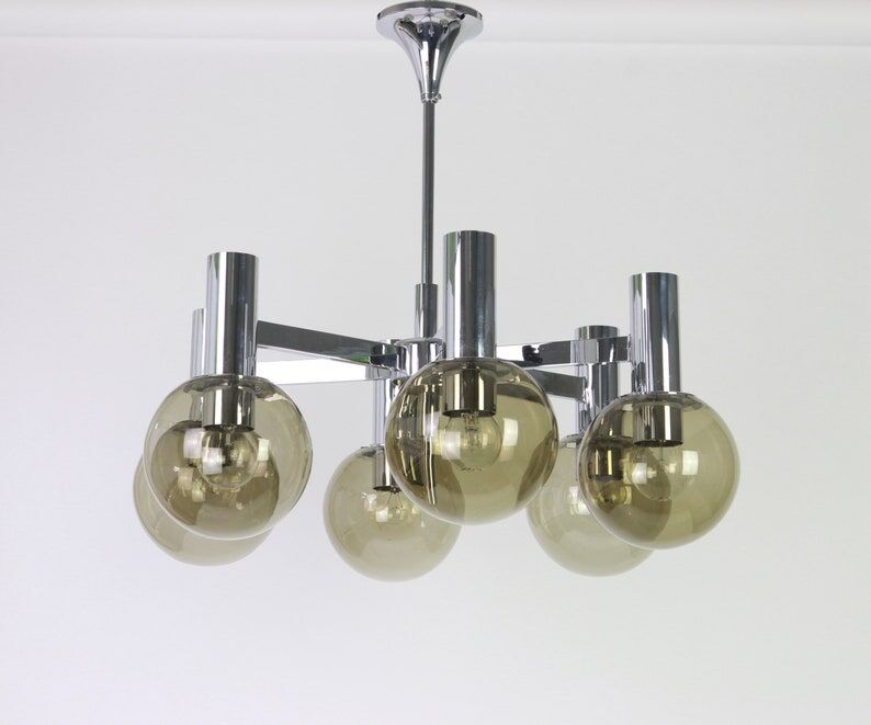 Six-light brass chandelier Italy 1960s