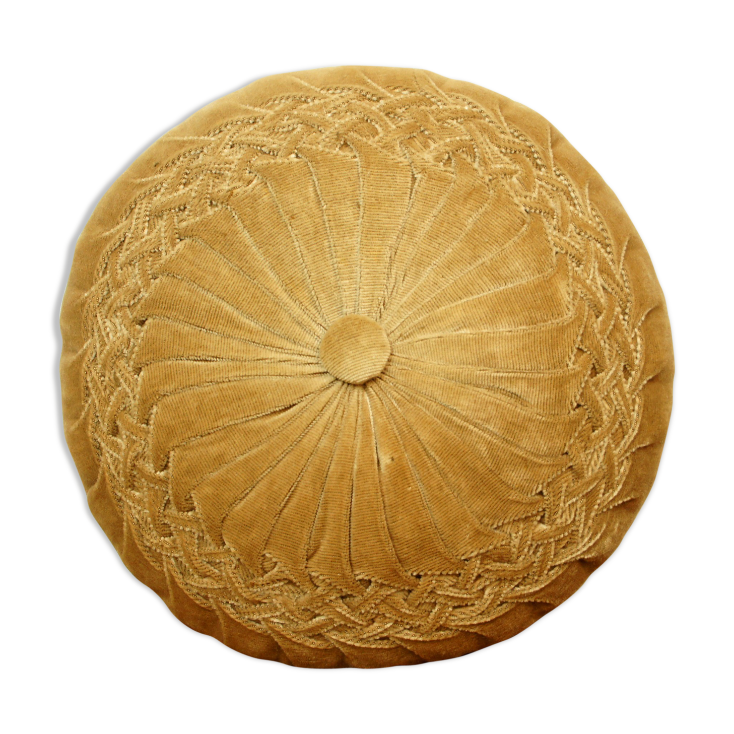 Vintage velvet round cushion 1970