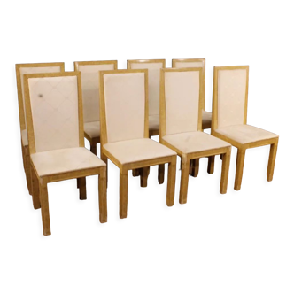 8 chaises italiennes laquées et peintes du 20ème siècle