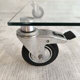 Beautiful designer glass coffee table on wheels
