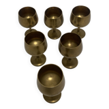 6 Brass Wine Table Goblets Cup Decorative Hollywood Regency Vintage 1960s