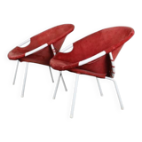 Set of 2 Lusch Balloon Chairs / suede armchairs / cocktail chairs / Mid Century Modern Design / 1960s