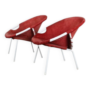 Set of 2 Lusch Balloon Chairs / suede armchairs / cocktail chairs / Mid Century Modern Design / 1960s