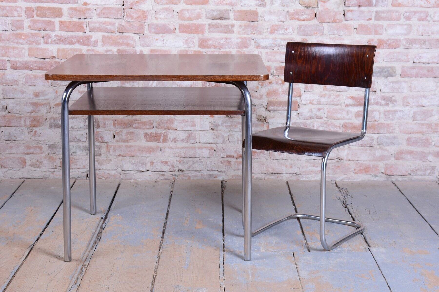 Bauhaus Table in Oak by Vichr a Spol, 1940s