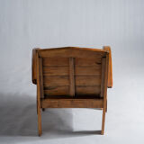 Fauteuil asiatique en lattes de bois upcyclé
