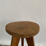 Vintage raw wood tripod stool