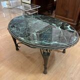 Table basse en fer forgé et marbre vert