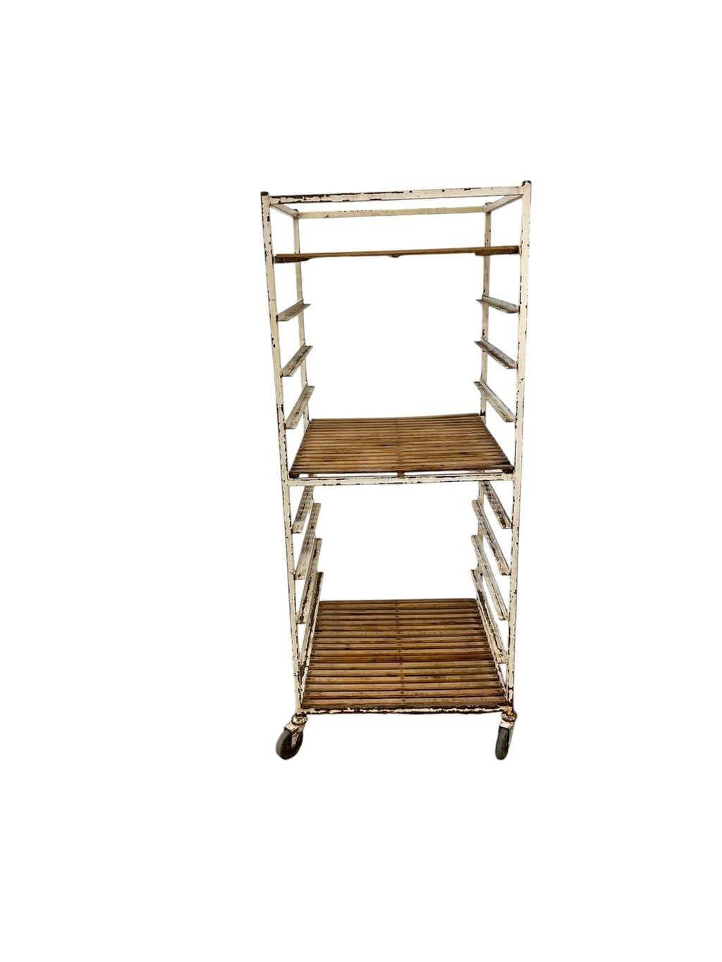 Vintage industrial cart / multi-level display / shelf on wheels