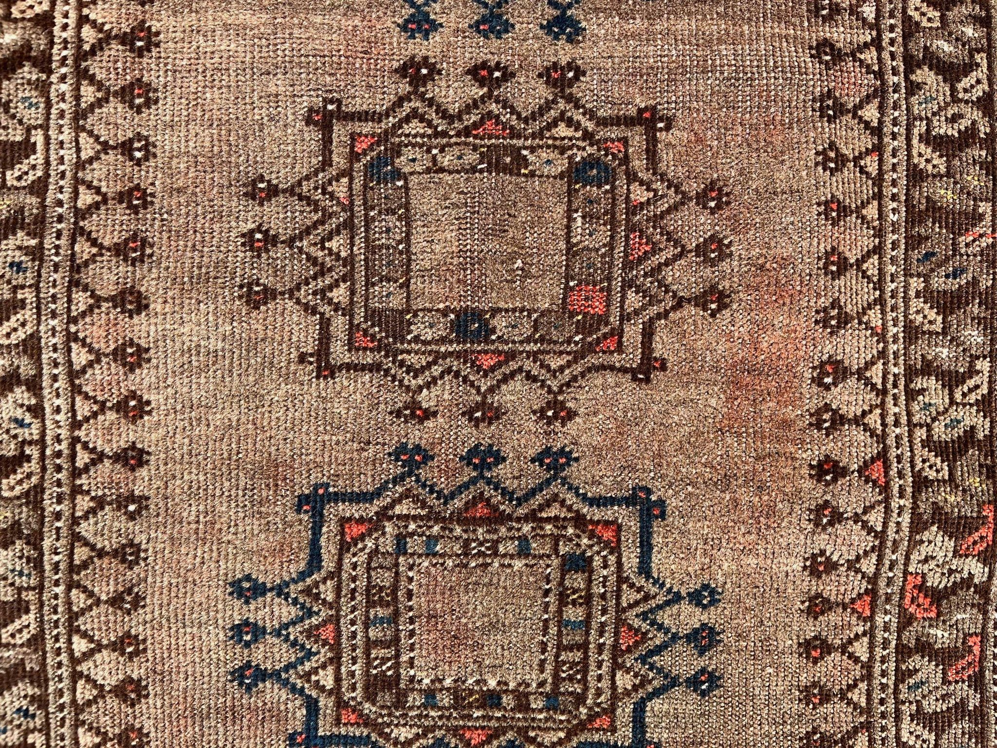 Vintage Afghan Turkoman village Rug 170x112 cm, Red, Black Tribal Medium