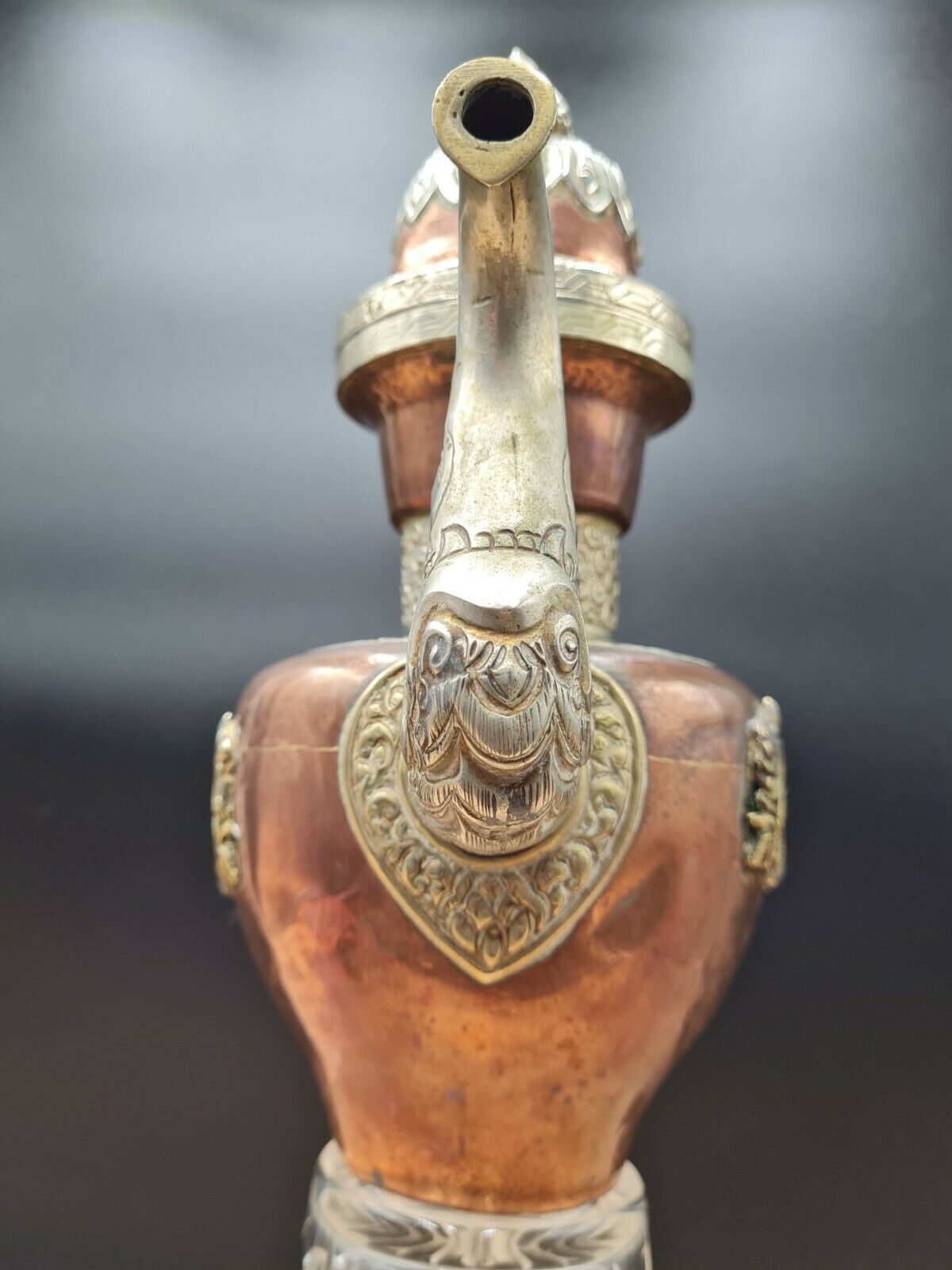 Tibetan ceremonial copper teapot aftaba dragon ewer
