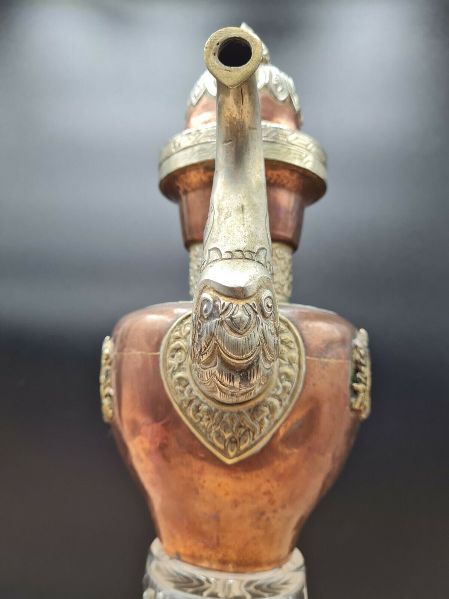 Tibetan ceremonial copper teapot aftaba dragon ewer