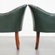 Set of 2 Green Cowhide Leather and Wooden Side/Dining/Office Chairs