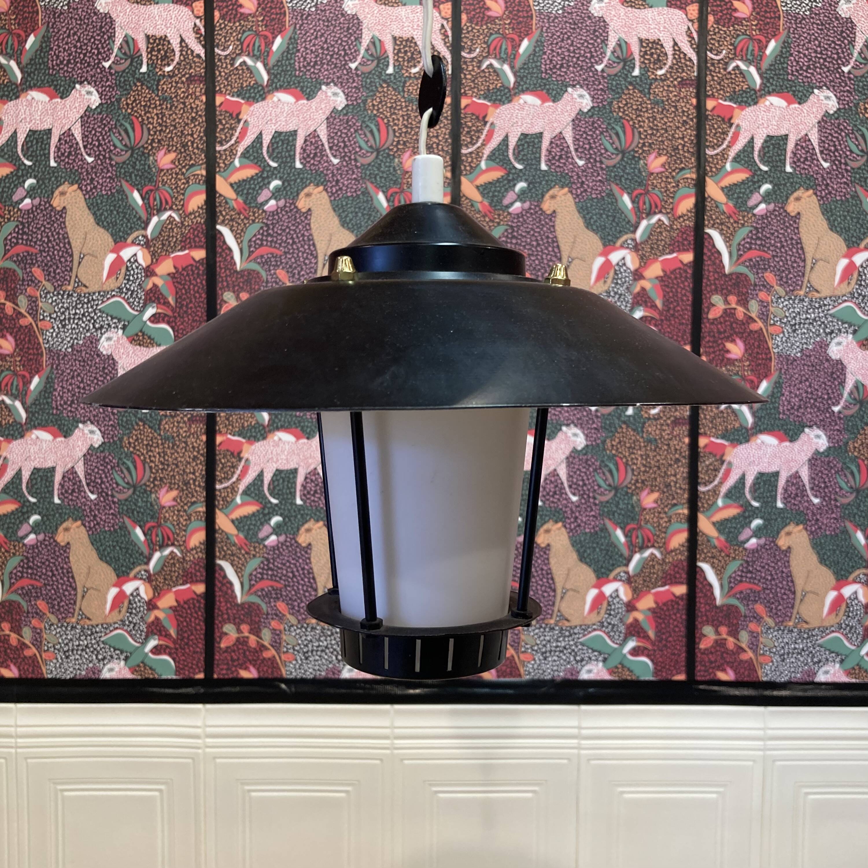 Suspension opaline and metal scandinavian design 1950.