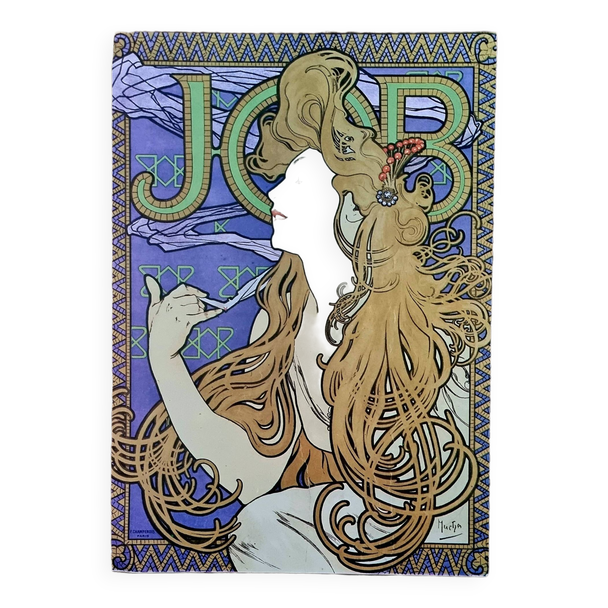 Alphonse mucha - advertising poster for "job" cigarette rolling paper - 1985 - 1890s