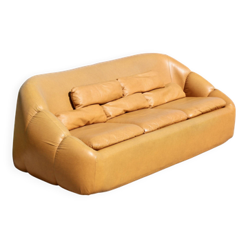 3-seater "space age" sofa, orange imitation leather, 1970s