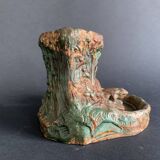 Pyrogenic, naturalistic tobacco jar in glazed terracotta from the 1900s