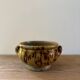 Vintage ceramic flowerpot with braided ears