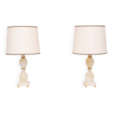 petites lampes de table en marbre Hollywood Regency années 1970 Italie