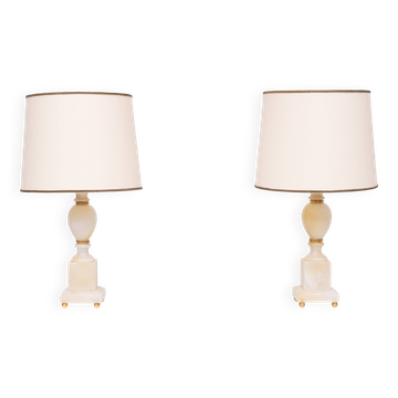 small Marble Table lamps Hollywood Regency 1970s Italy