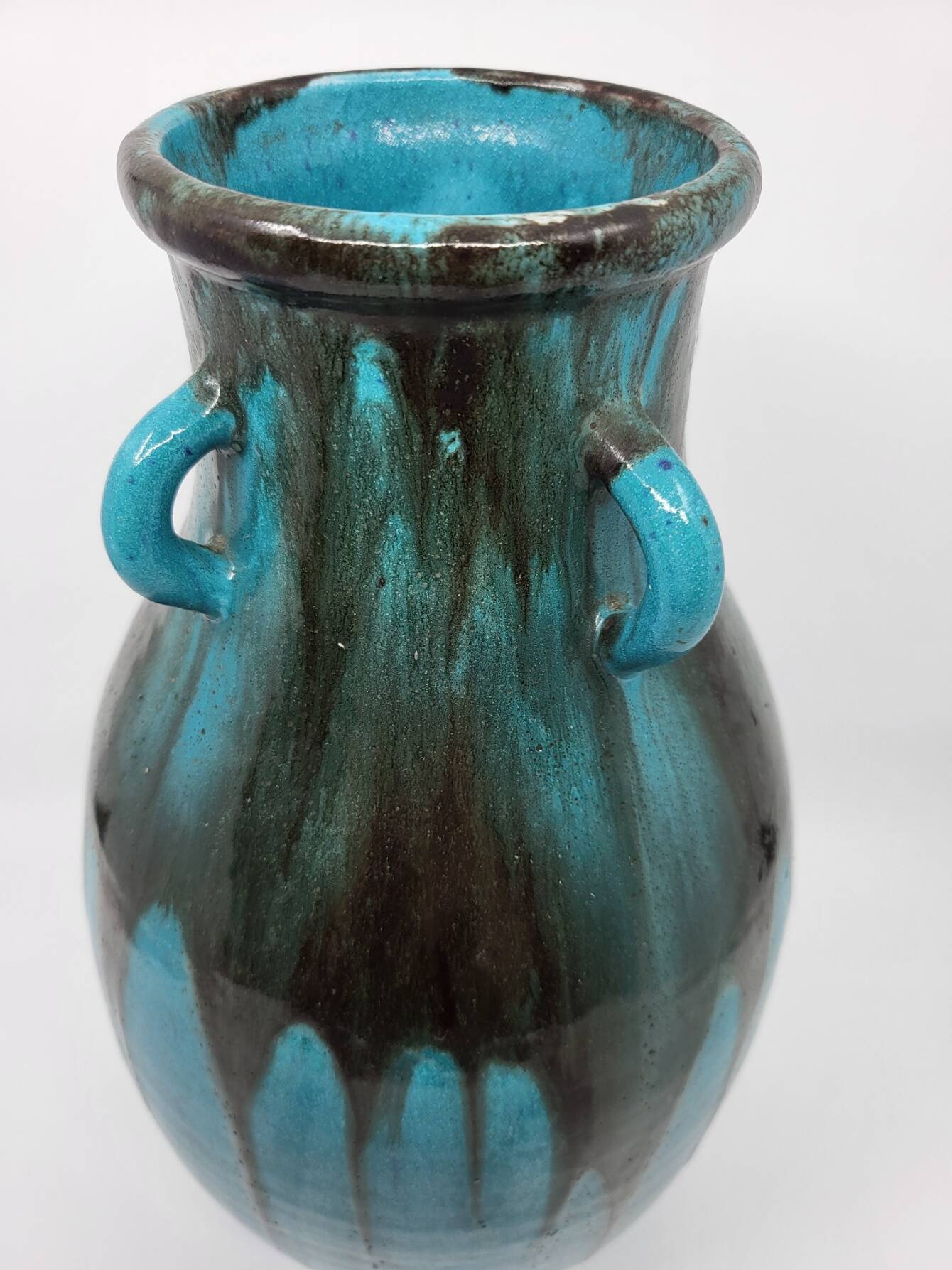 Primavera Vase for Spring in French Art Deco blue ceramic