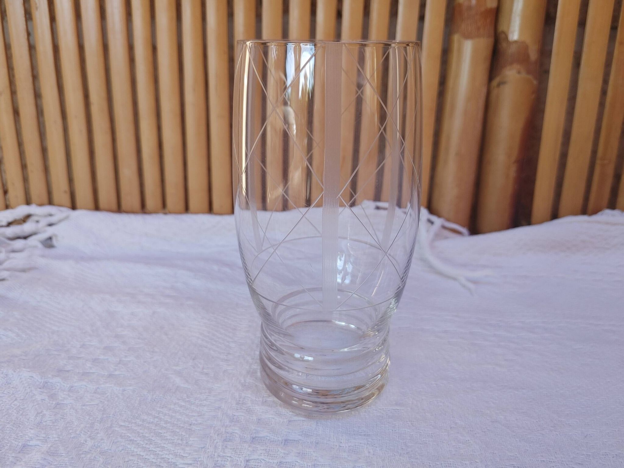 6 large old orangeade glasses - engraved crystal base, typical of the 1930s