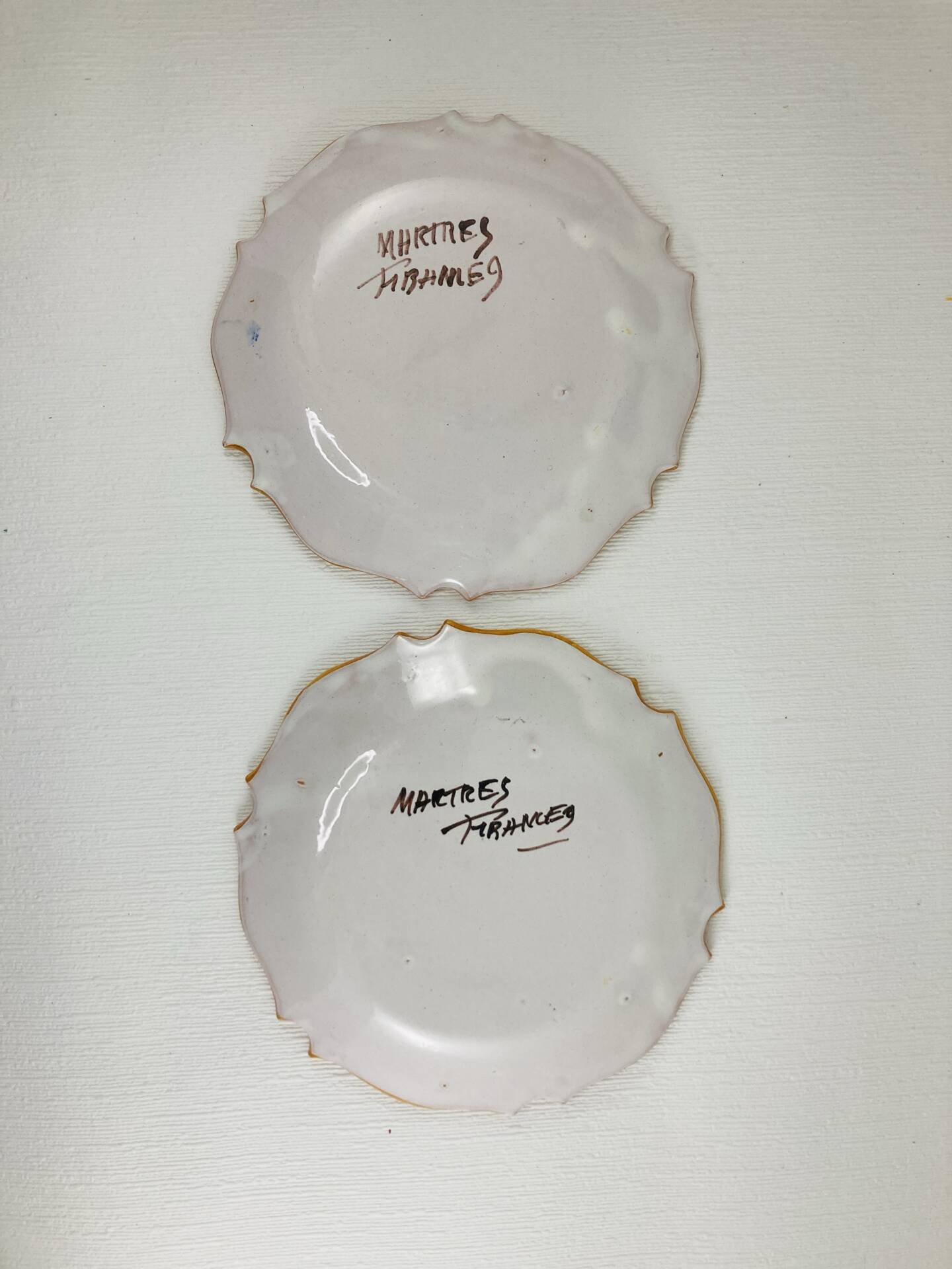 Pair of Small Bread Plates Faience Martres-Tolosane Ochre Decor