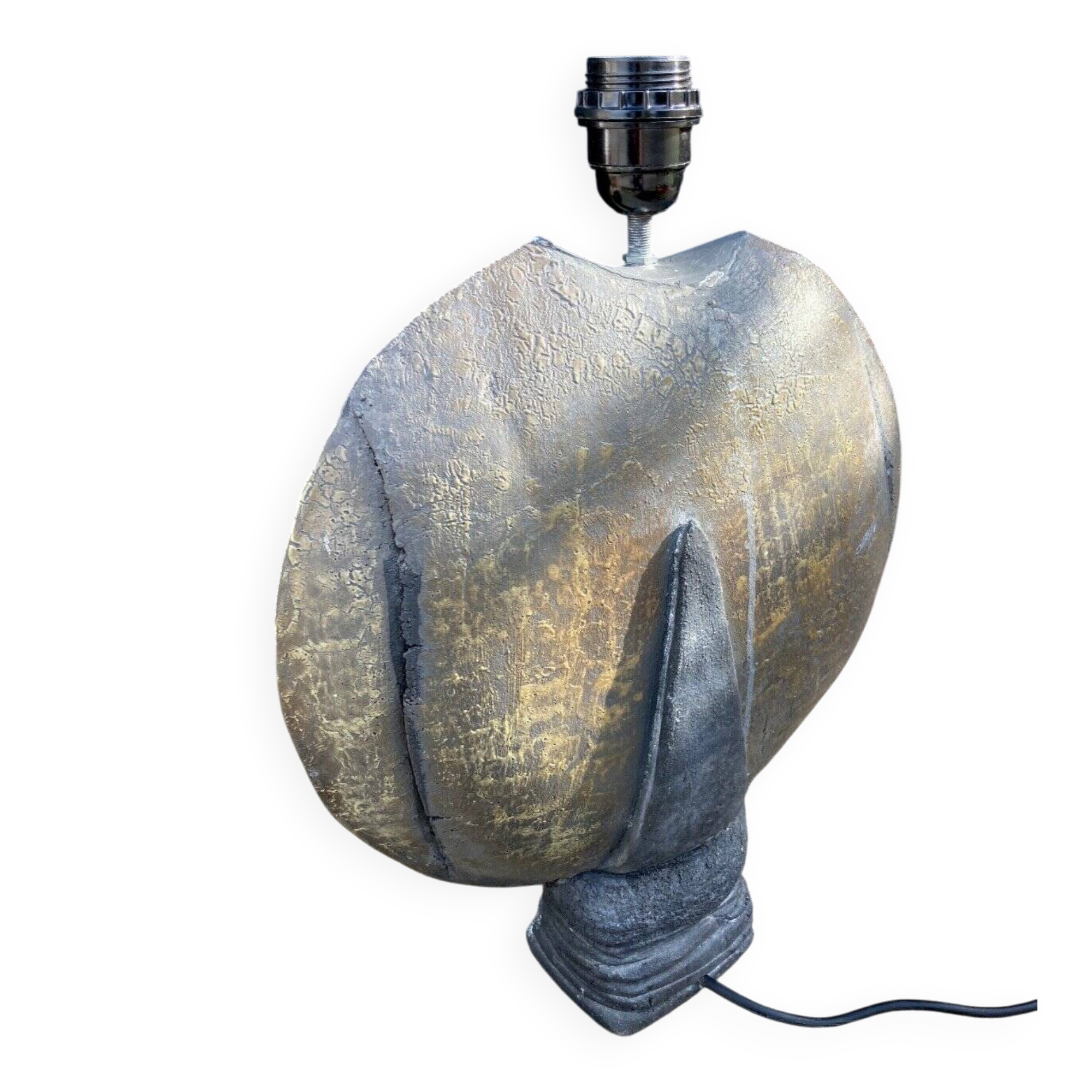 Ceramic lamp base - Vintage Raku grey/black