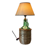 VINTAGE Green Rattan Dame Jeanne Lamp