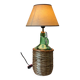 Lampe Dame-jeanne vintage en verre vert et rotin