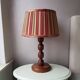 Vintage wooden table lamp with pleated fabric lampshade 1970