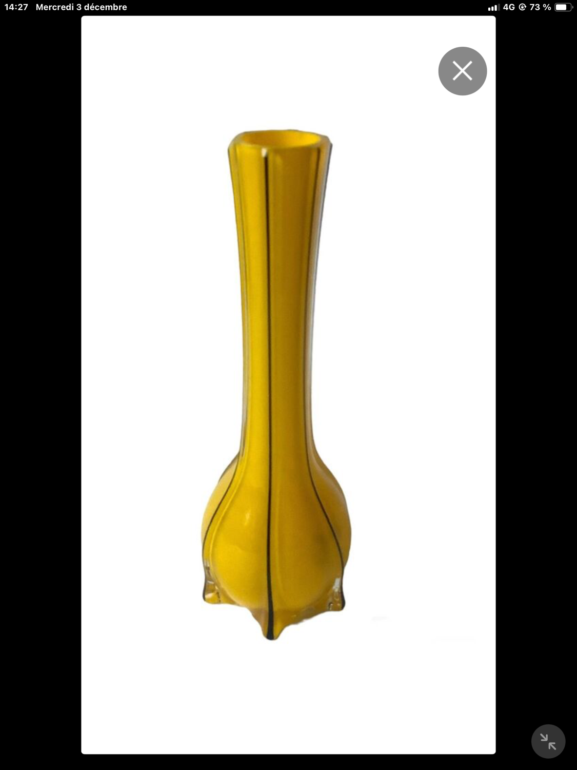 Vase Soliflore Jaune “Tango” — Michaël Powolny pour Loetz — Art Déco