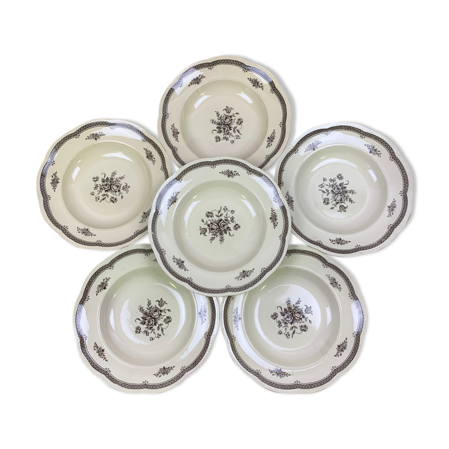 Lot of 6 soup plates Gefle Sweden model Anglo