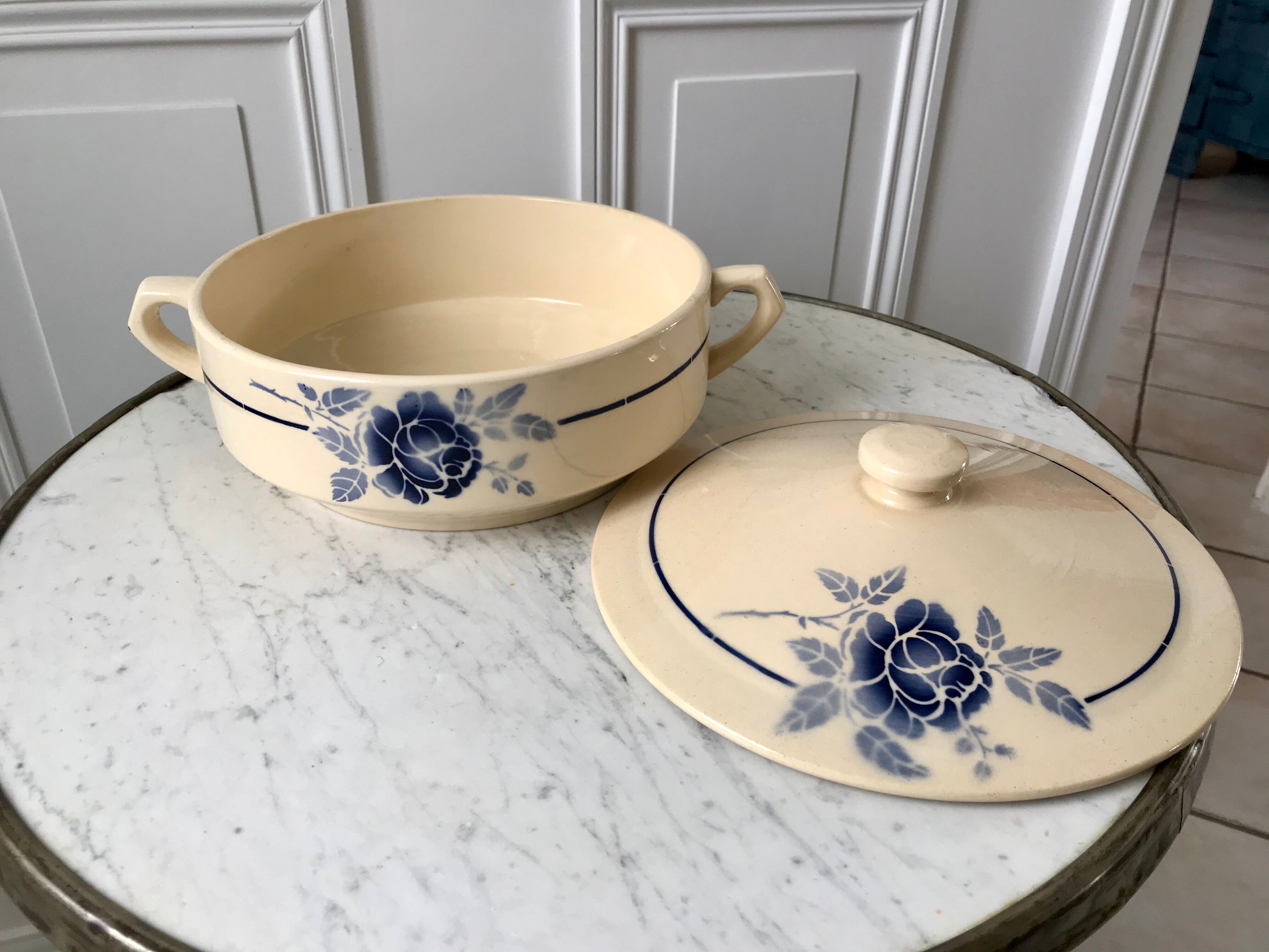 Tureen blue flowers Saint-Amand 30s-40s