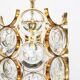 Pair of small golden brass pendants, Sciolari design for Palwa, Germany, 1970s.