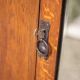 Vintage wardrobe, 1-door wooden wardrobe with beveled mirror, hanging wardrobe