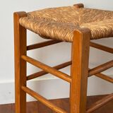 Wooden and straw stool