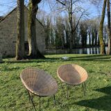 Pair of wicker "basket" armchairs