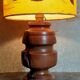 Vintage solid wood lamp and herbarium lampshade