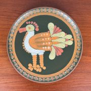Vintage German ceramic wall plate with bird motif from Keramik Manufaktur Kupfermühle, 1970s.