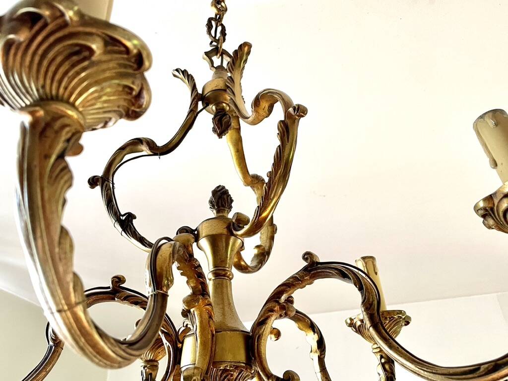 Golden bronze chandelier in Louis XV style