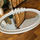 Miroir blanc ancien sculptés de roses bois