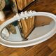 Miroir blanc ancien sculptés de roses bois