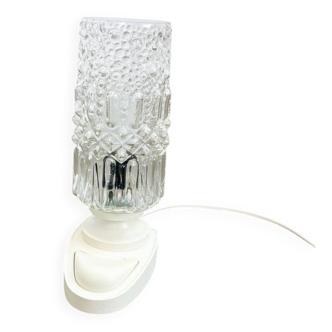 Table lamp by SAKU, glass bag on plastic base, 1970s