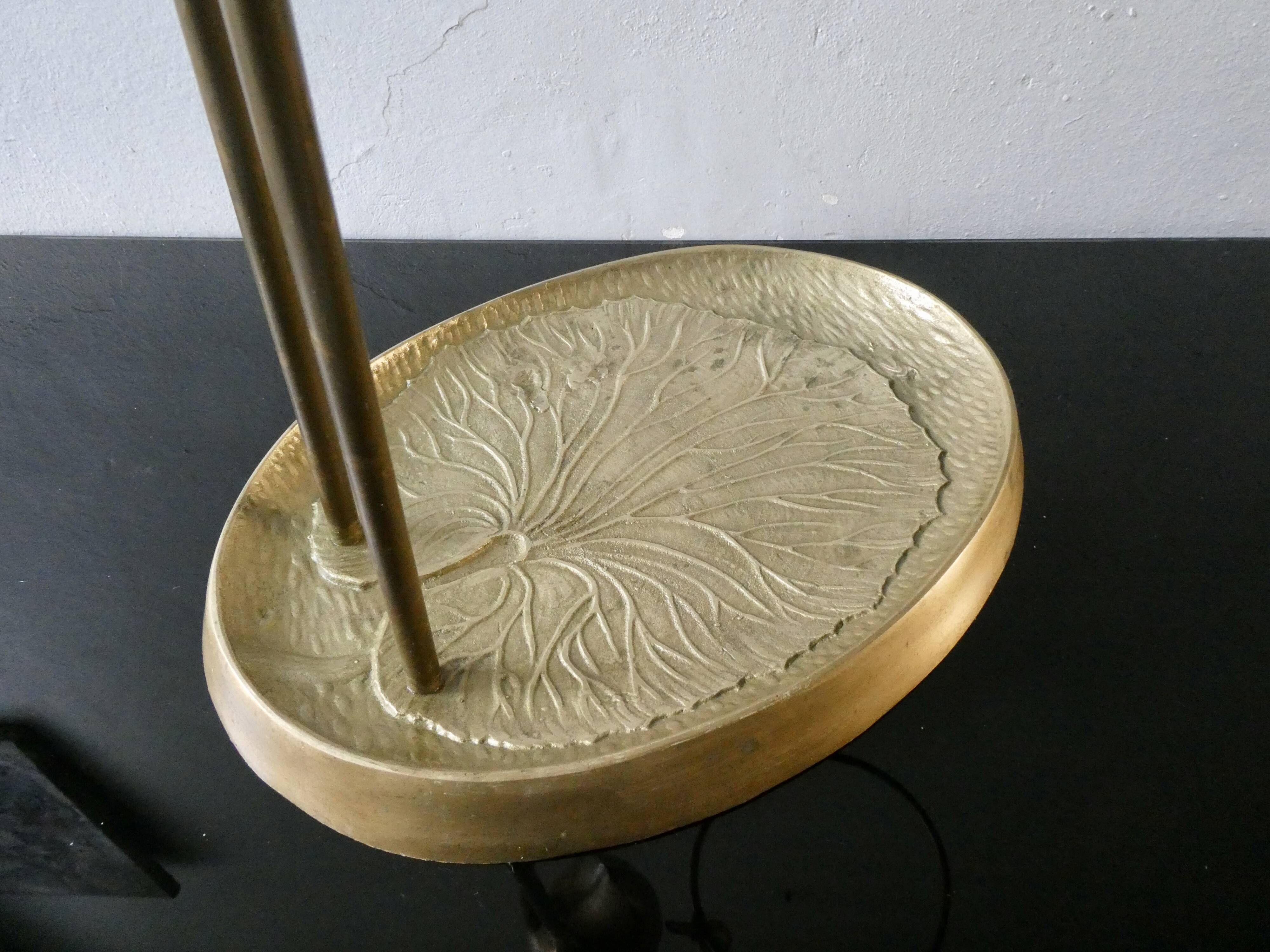 Stilt umbrella holder, brass heron, 70s