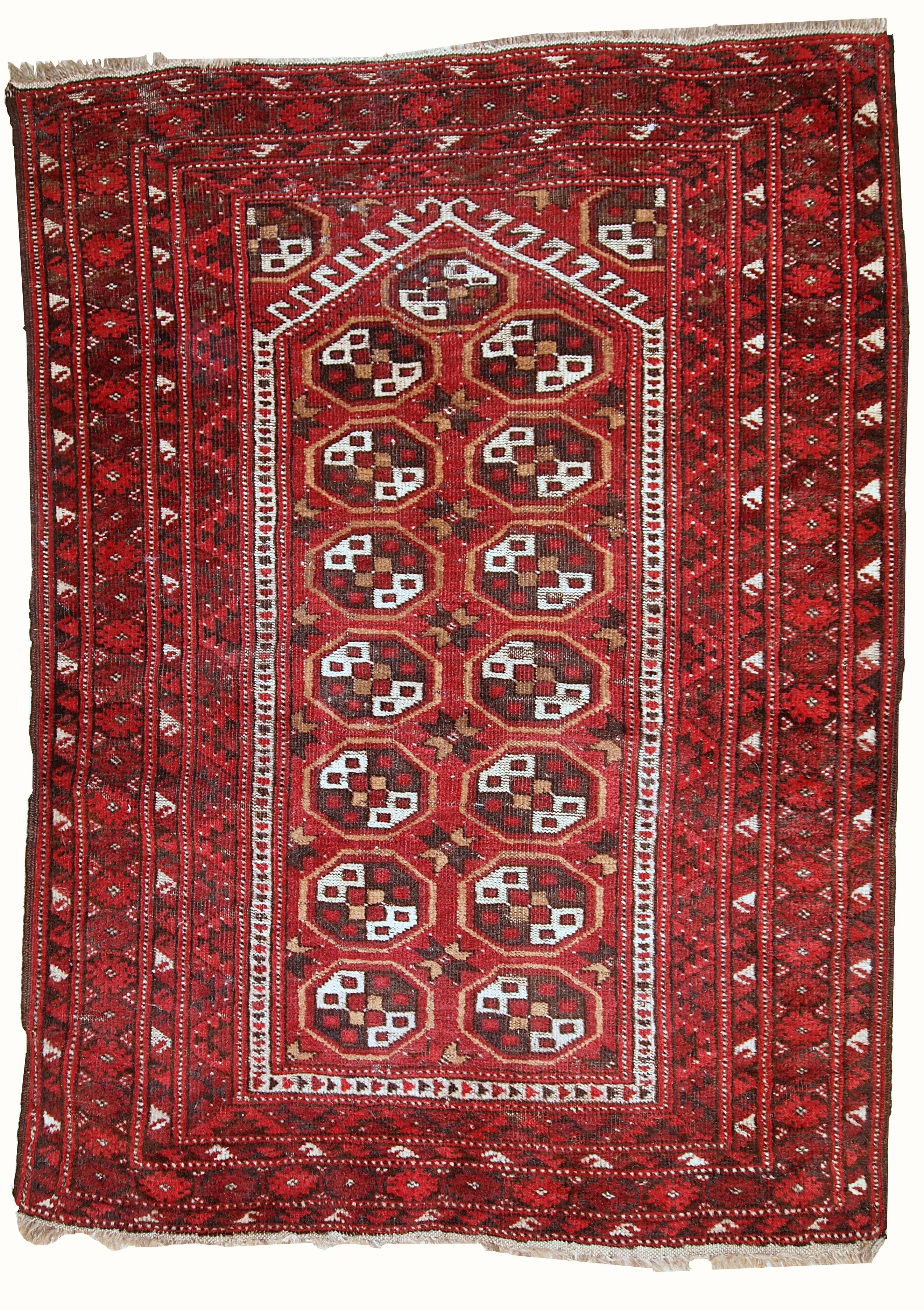 Tapis vintage fait main Gabbeh du Moyen-Orient 140cm x 215cm (1960s)