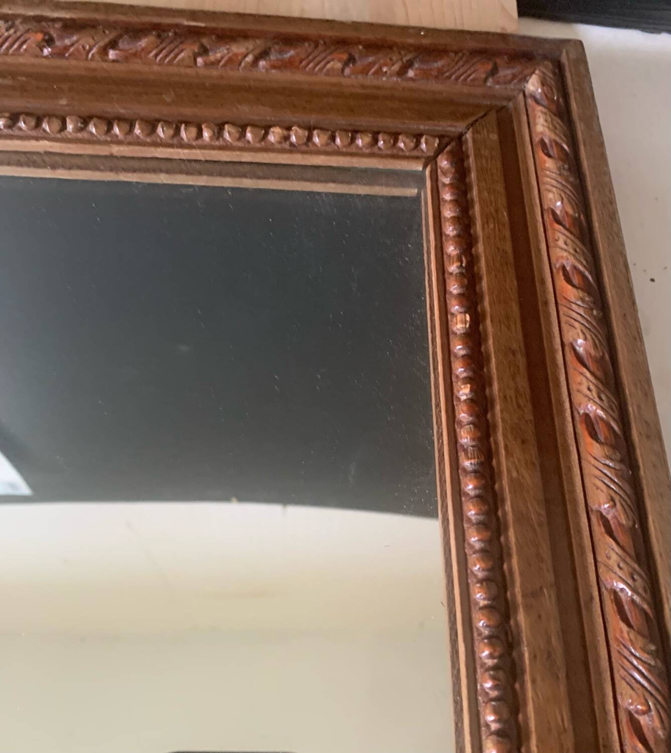 Old wooden frame mirror